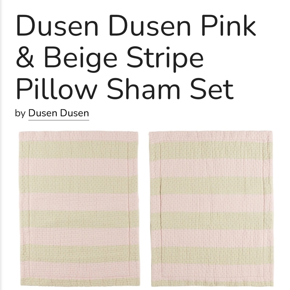 Dusen Dusen Pink & Beige Stripe Pillow Sham Set